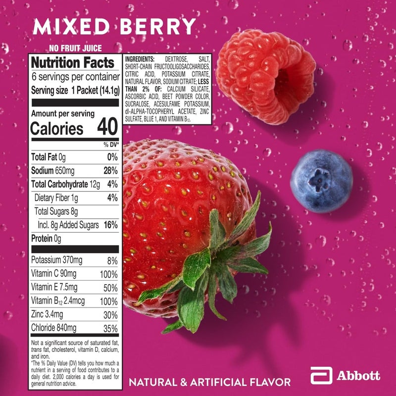 Pedialyte with Immune Support, Electrolyte Drink Powder with Vitamin C and Zinc, Advanced Hydration, Mixed Berry, 36 Powder Packets - Image 5